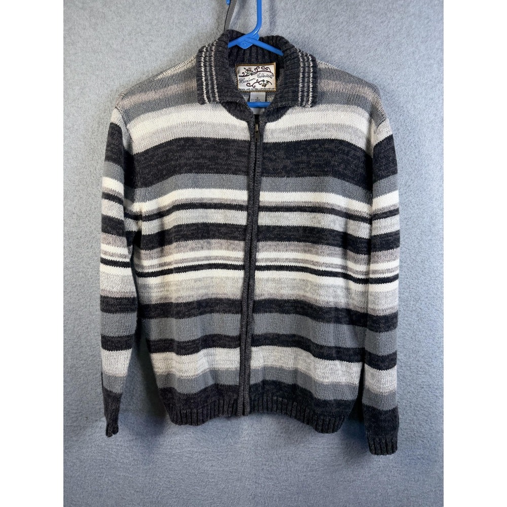 Vintage Heirloom Collectibles Sweater Womens Small Striped Full Zip Mock Neck